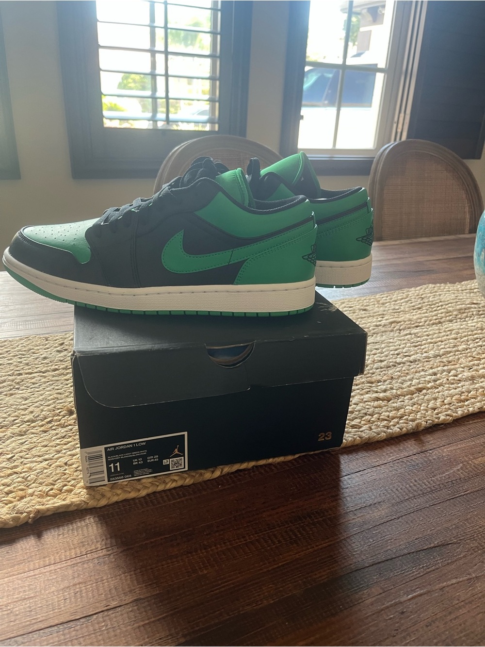Nike Air Jordan 1 Low Black and Green Sneakers